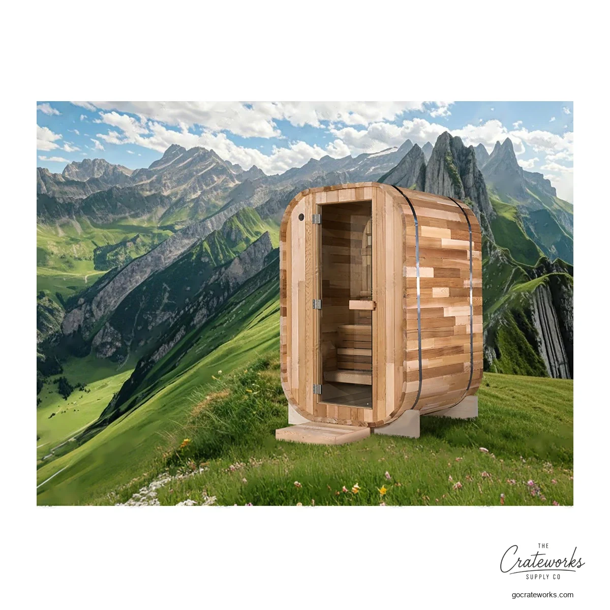 Compact Pitched-Roof Cedar Sauna Cabin