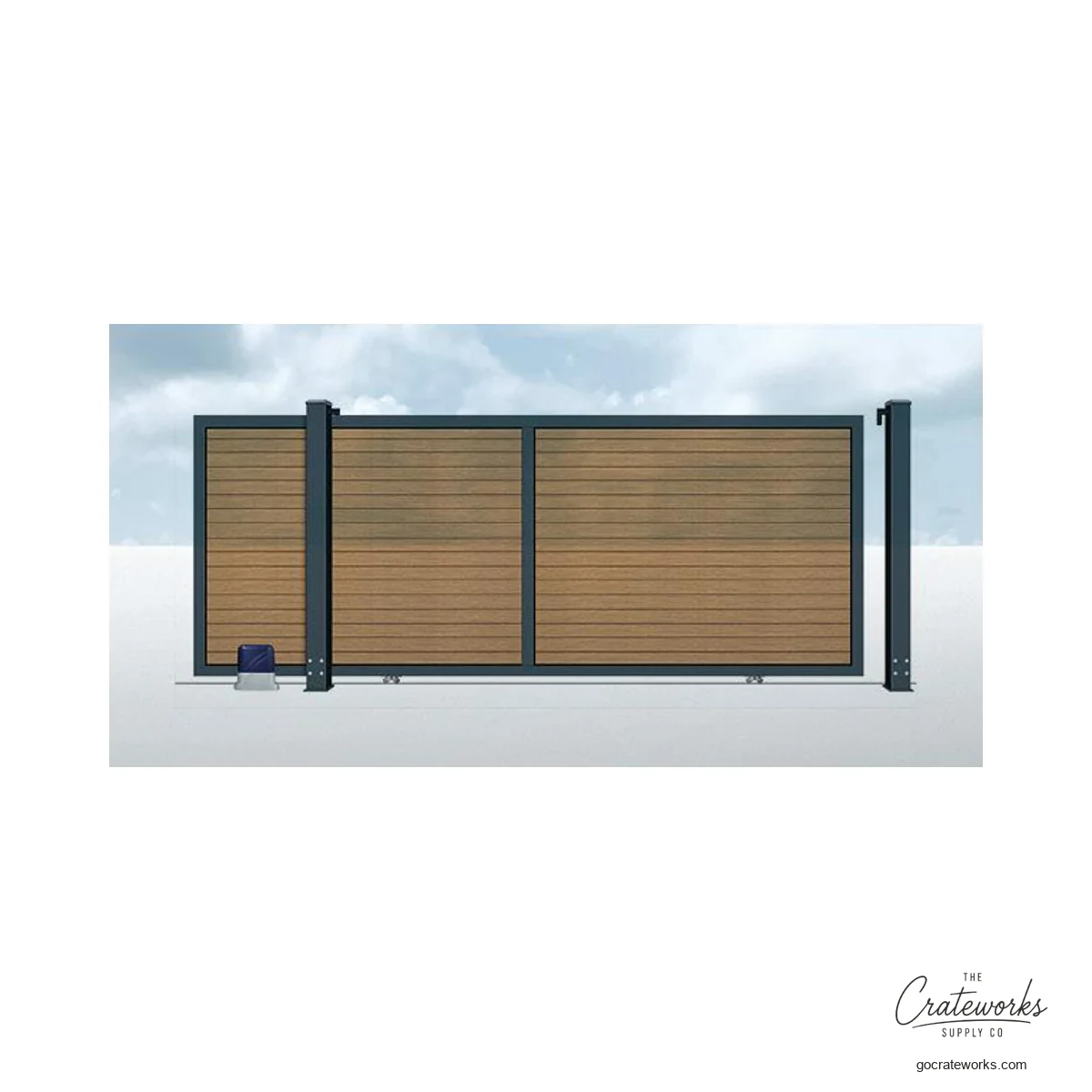 Wood-Look Track-Sliding Gate, Honey Oak