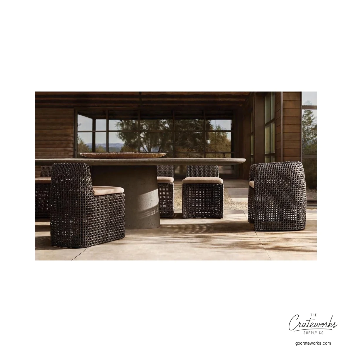 Ridge Rattan-Weave Aluminum Outdoor Dining Set