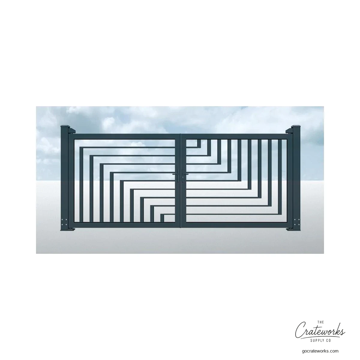 Aluminum Double-Swing Gate, Full-Panel Fretwork