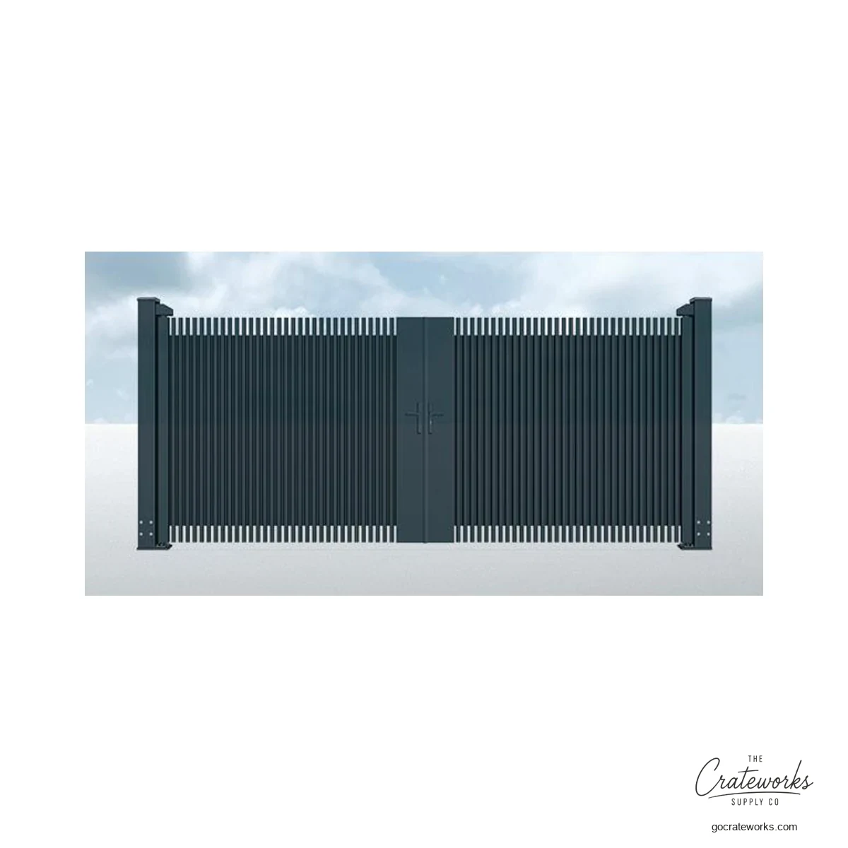 Aluminum Dense-Picket Double-Swing Gate with Solid Center