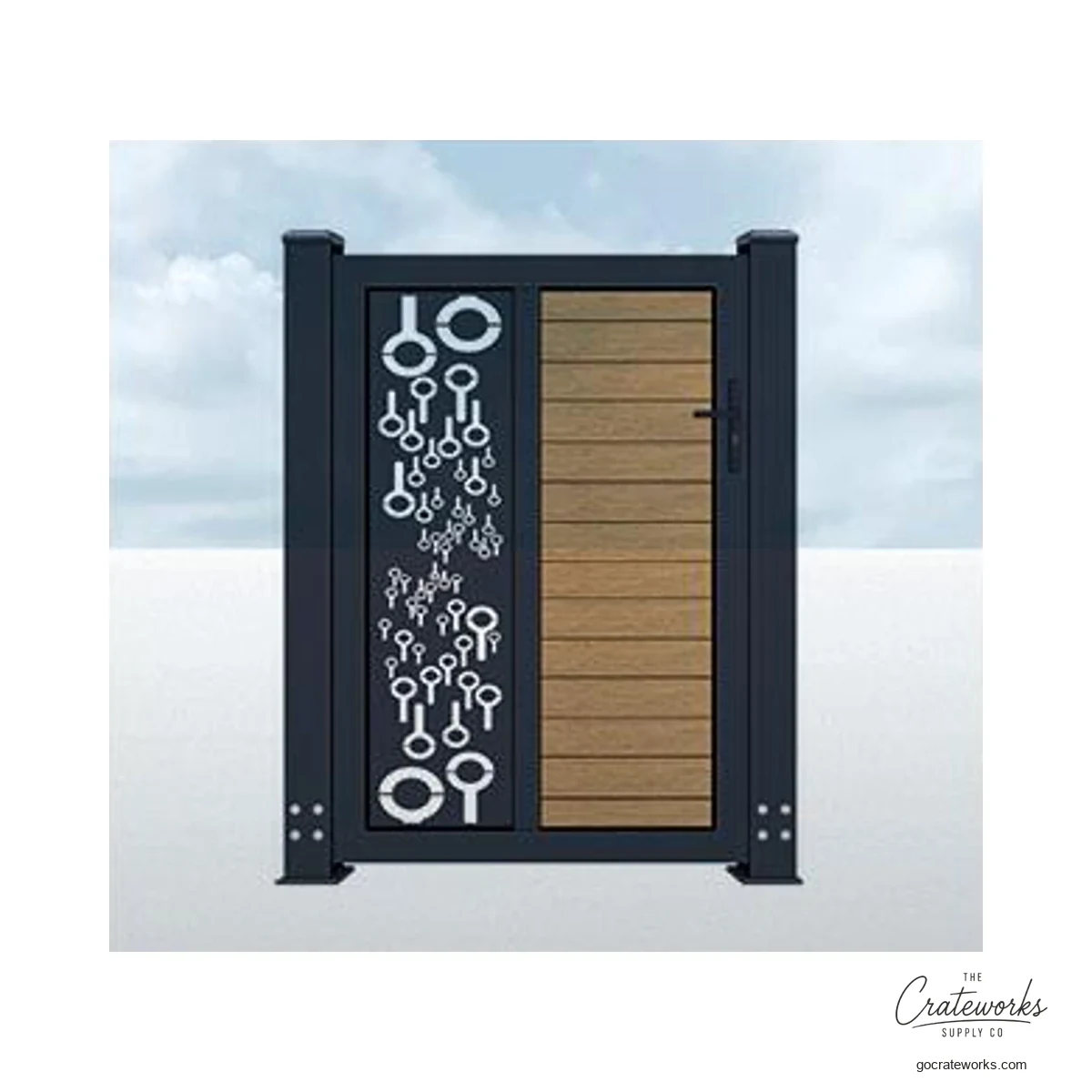 Wood-Look Pedestrian Gate with Hanging-Charm Cutout, Split