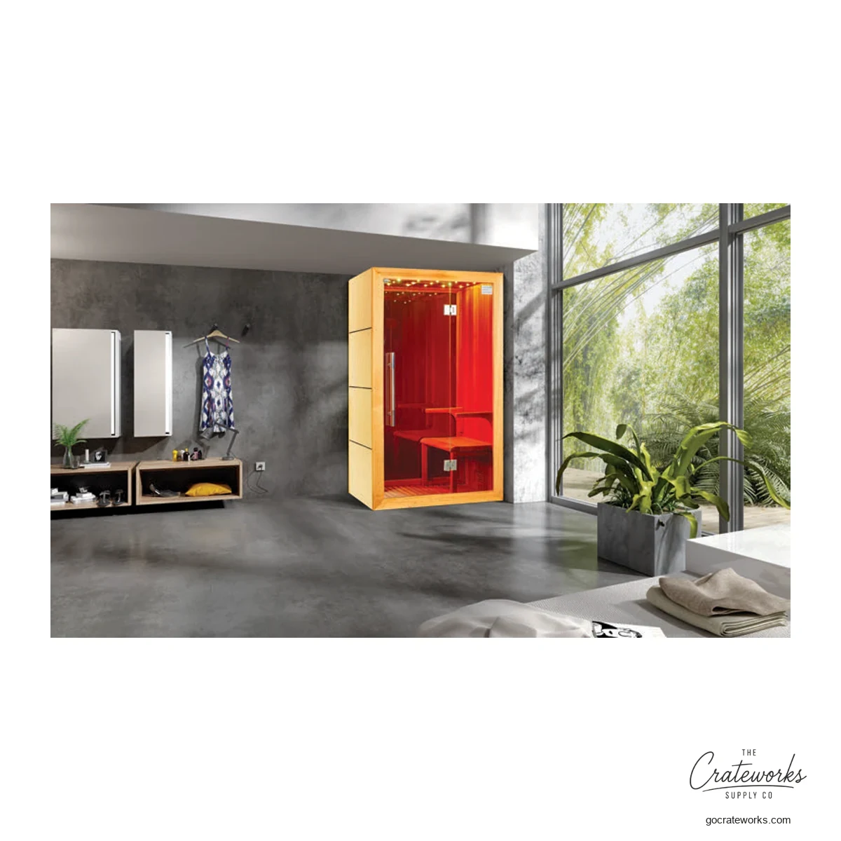Infrared Sauna Cabin, 1200x900x (flat-front layout)