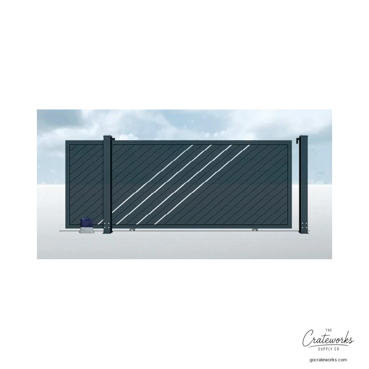Aluminum Track-Sliding Gate with Single Diagonal Accent