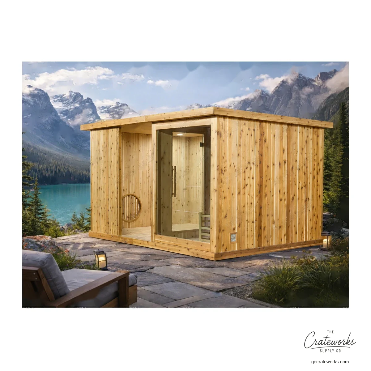 Large Gable-Roof Cedar Sauna House