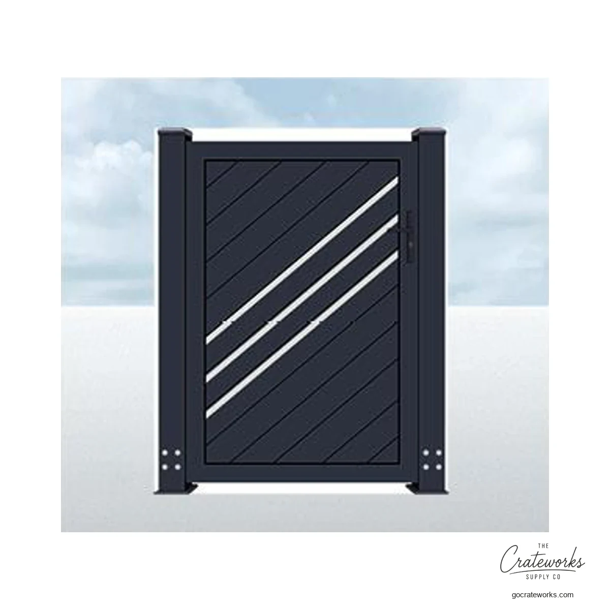 Aluminum Pedestrian Gate with Diagonal Stripe Accent