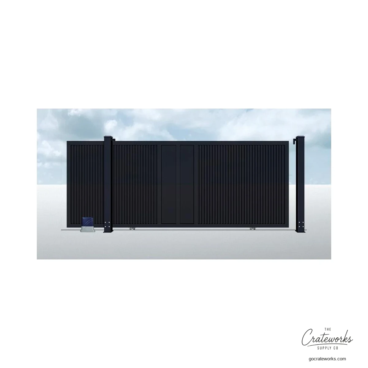 Aluminum Track-Sliding Gate, Three-Zone Picket and Panel