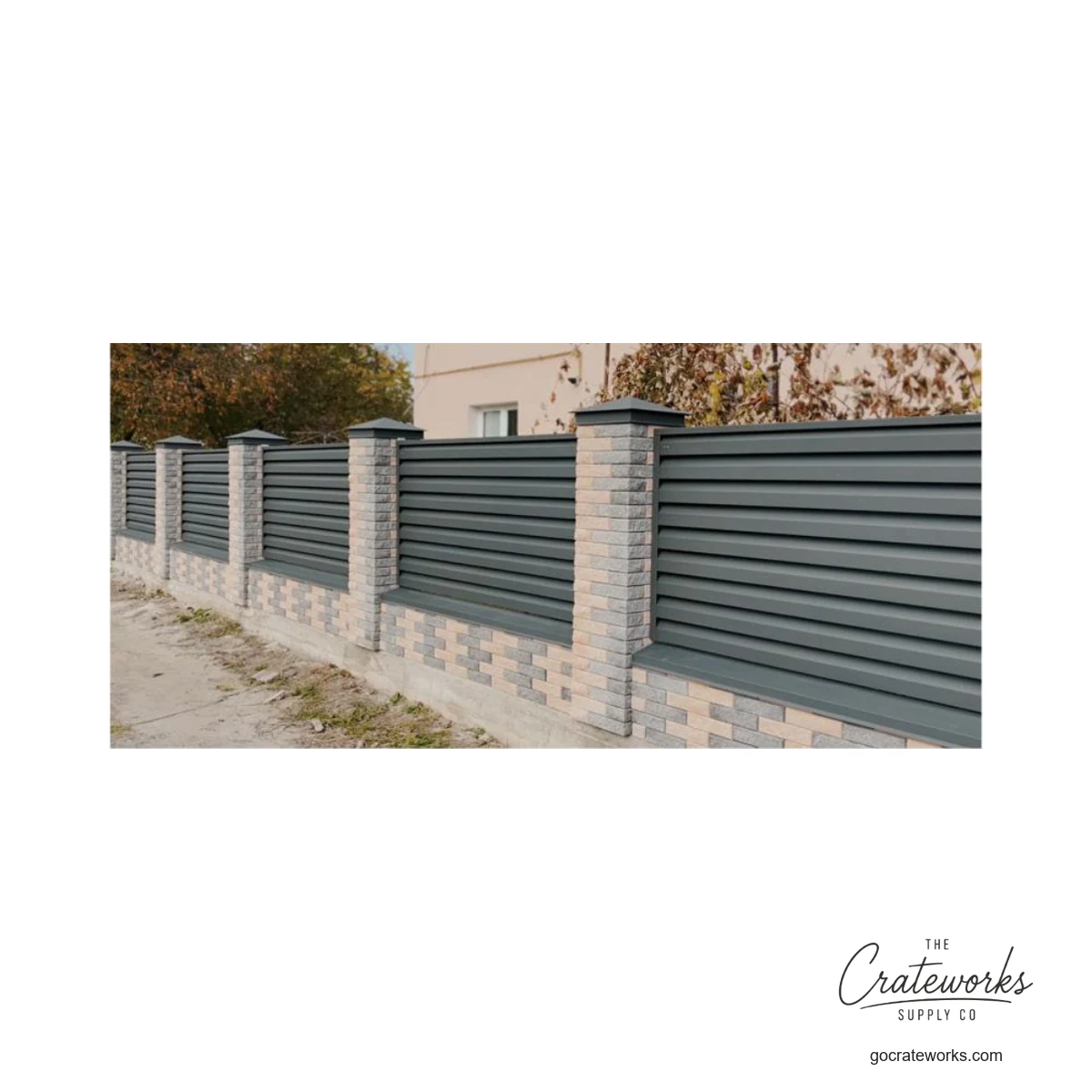 Aluminum Louvered Fence with Masonry Pier System
