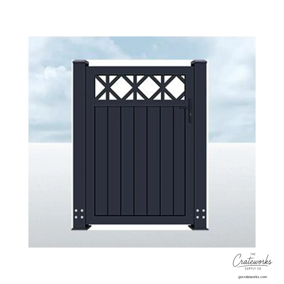 Aluminum Pedestrian Gate, Lattice Top over Picket