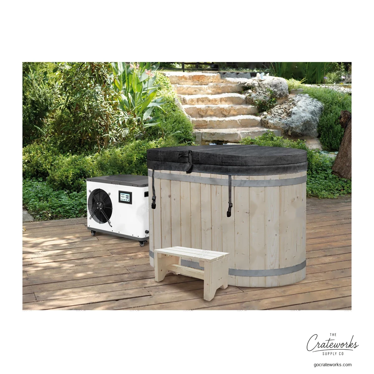 Cedar Cold Plunge Tub, Corner Seat