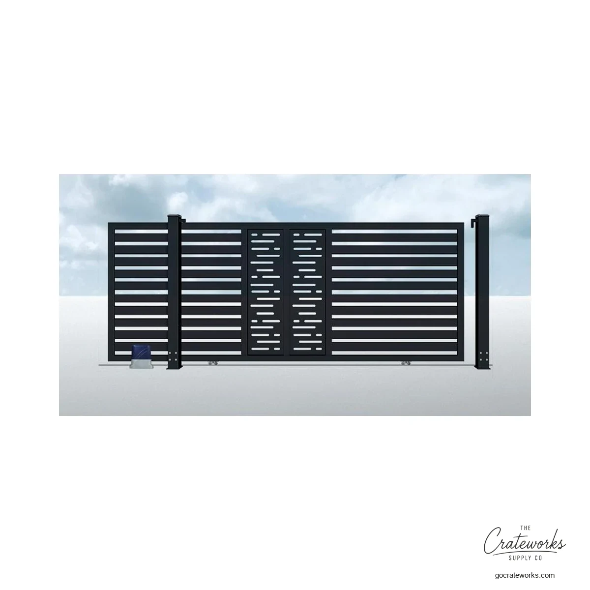 Aluminum Track-Sliding Gate with Dash Accent