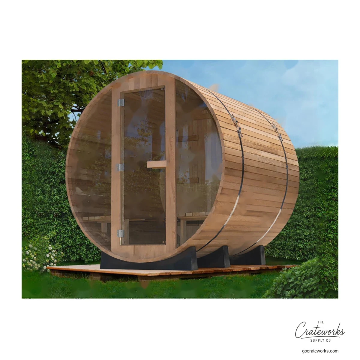 Cedar Barrel Sauna with Curved Front Window