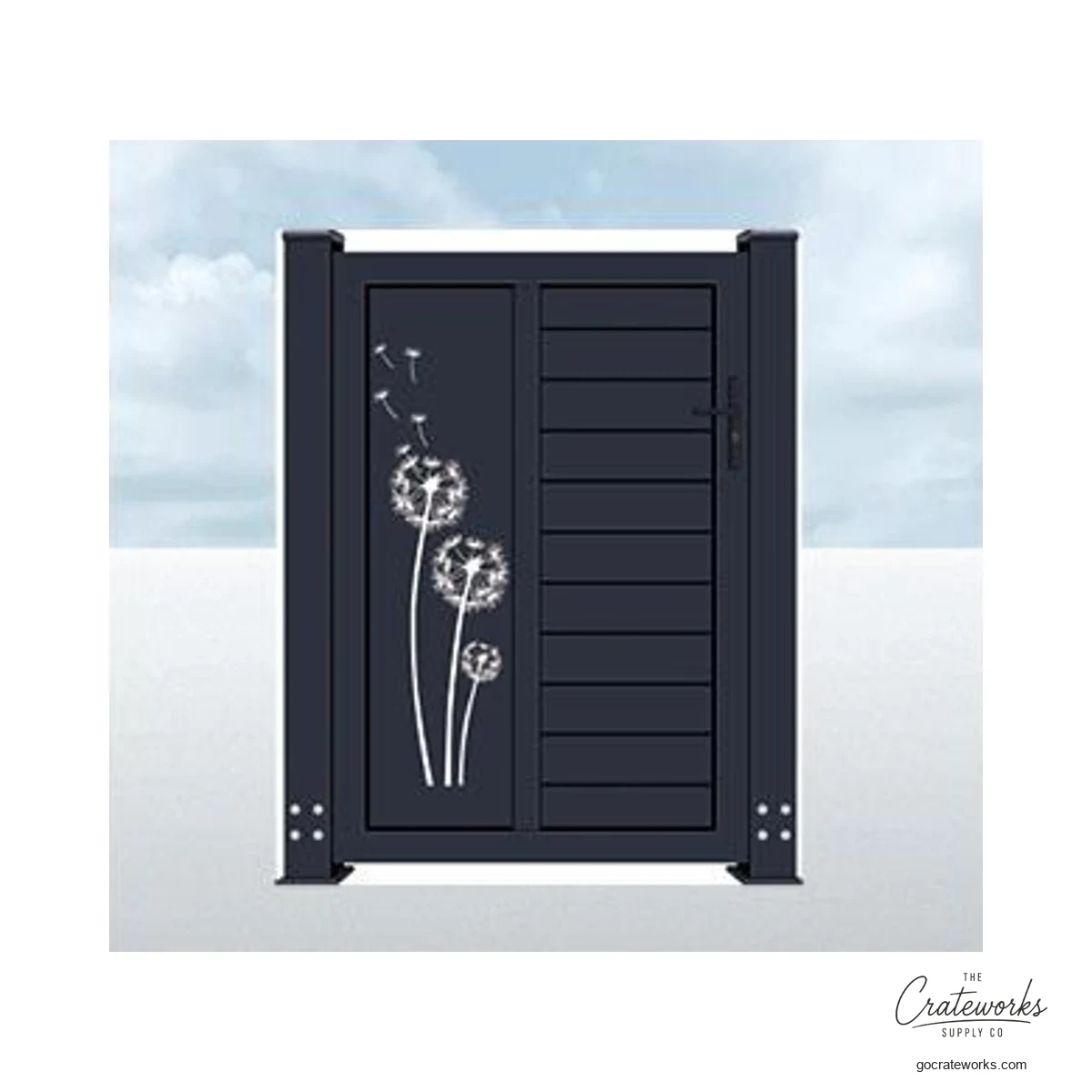 Aluminum Pedestrian Gate with Dandelion Cutout, Split