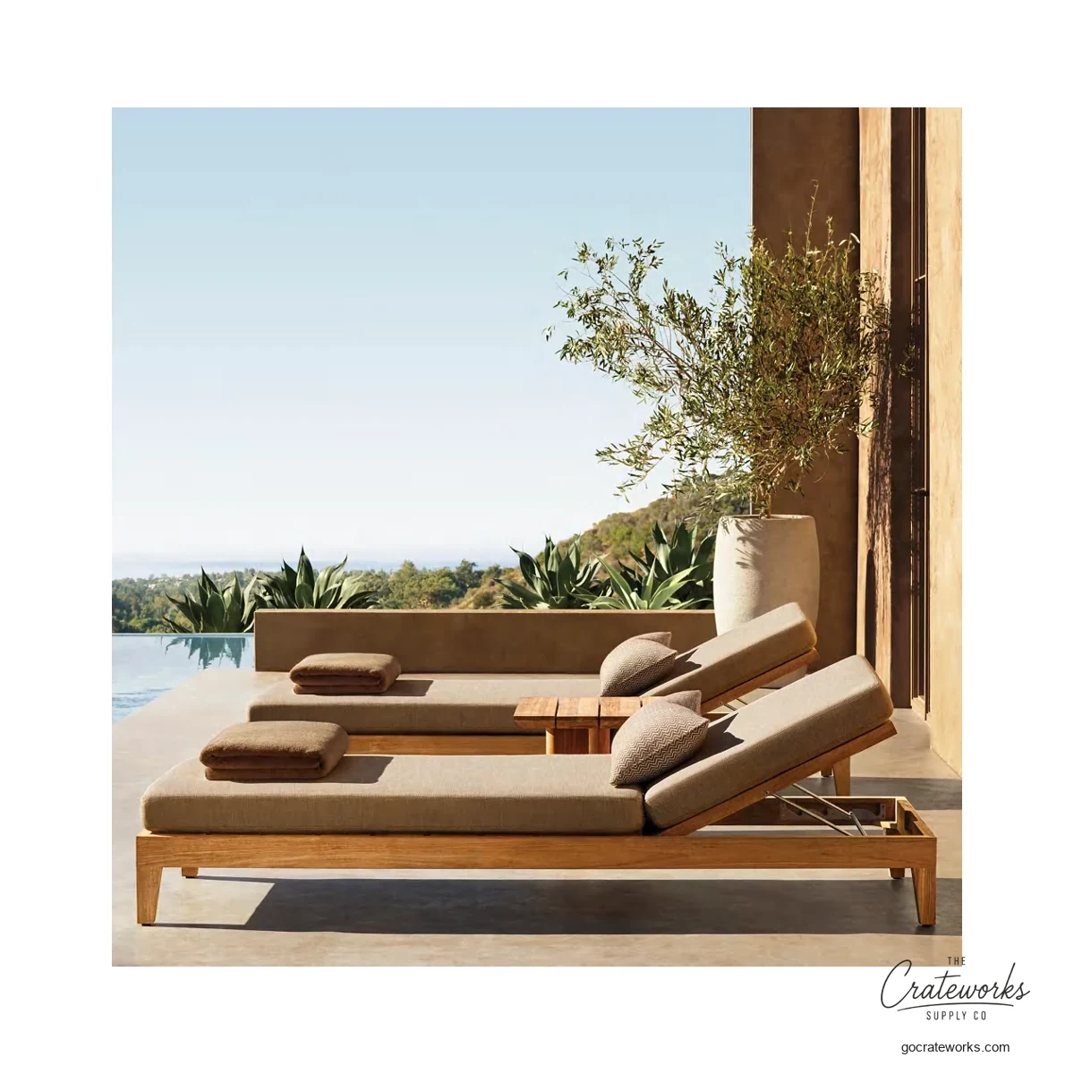 Inlet Teak Outdoor Chaise Lounger No. 7