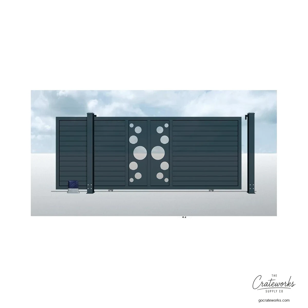 Aluminum Track-Sliding Gate with Circle Medallion