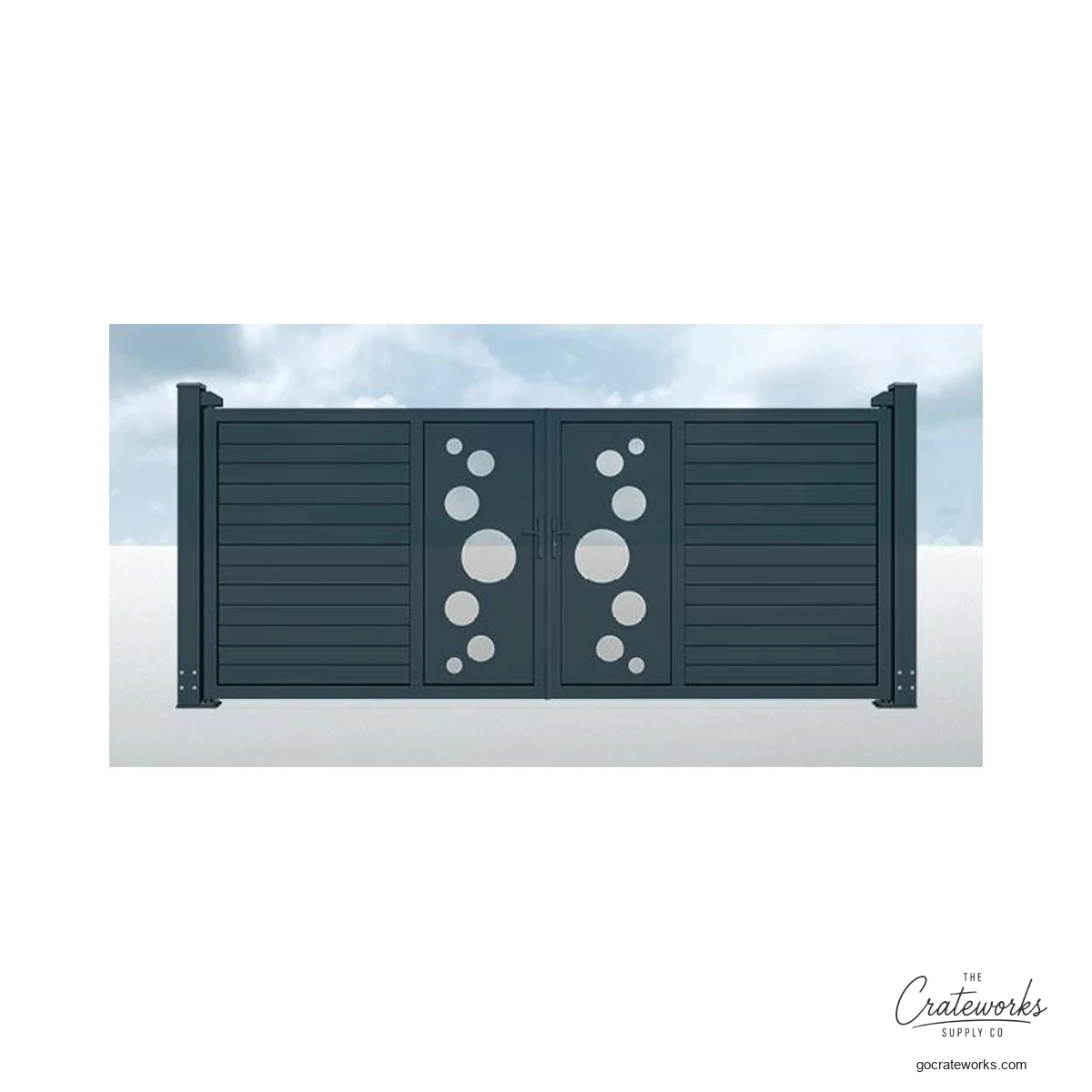 Aluminum Double-Swing Gate with Circle Cluster Cutout