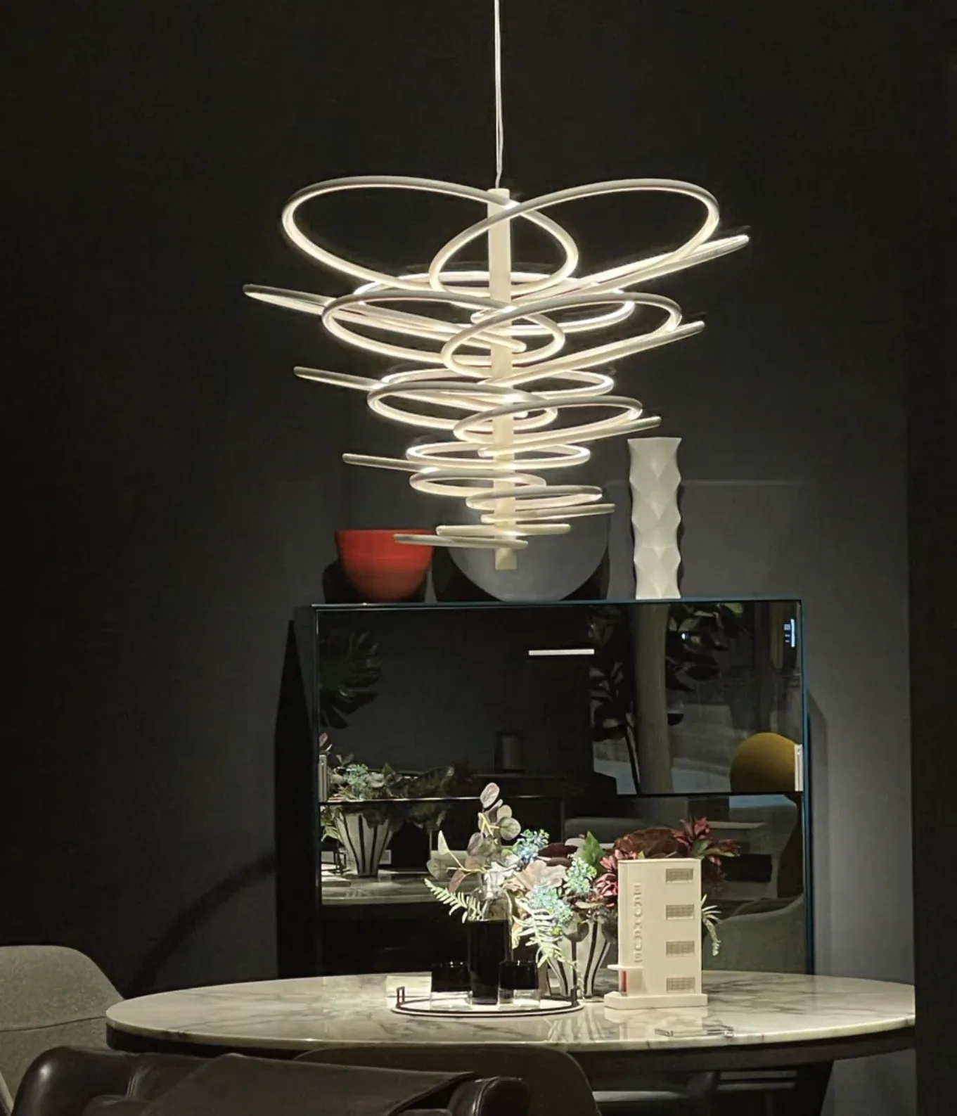 Blackened Grand Halo, chandeliers
